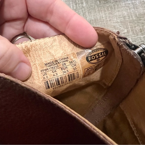 Fossil Genuine Leather Brown Knee High Zip Boot With Harness Detail - Picture 5 of 5